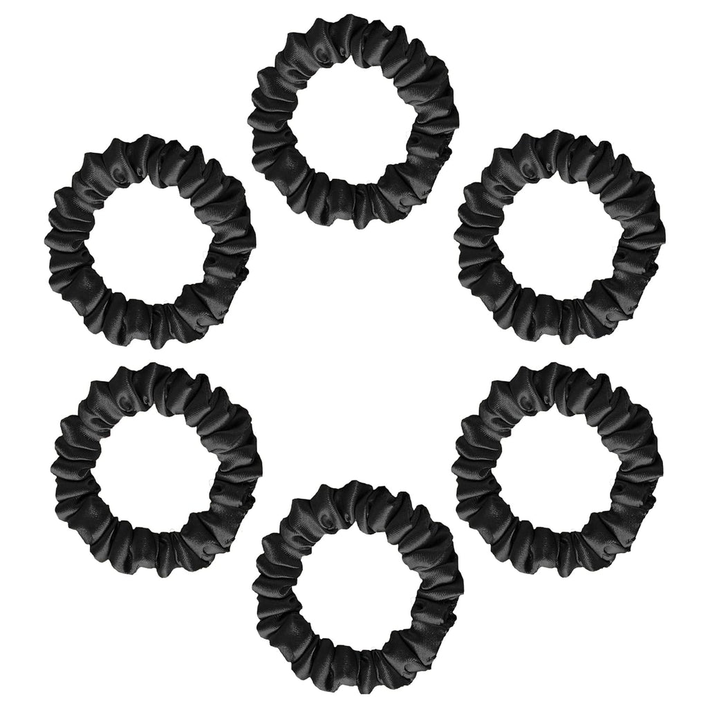 Premium Silk Scrunchies For Women - 10PCS Black Silk Hair Ties -No Crease,Tangle-Free Hair