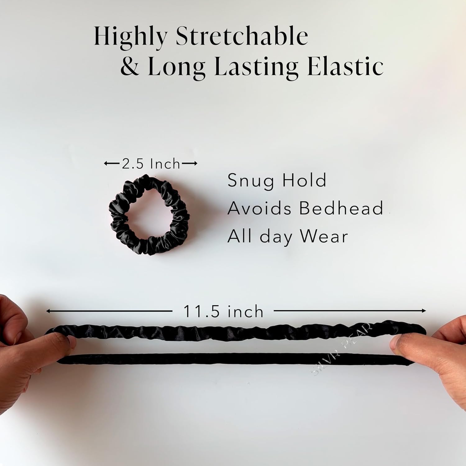 Premium Silk Scrunchies For Women - 10PCS Black Silk Hair Ties -No Crease,Tangle-Free Hair